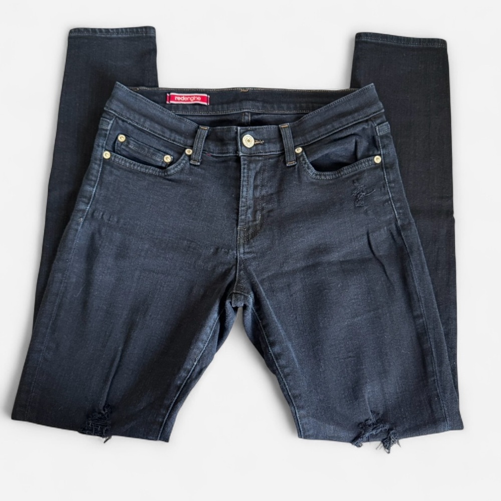 Red Engine Distressed The Scorcher Jean Dark Wash Size 28